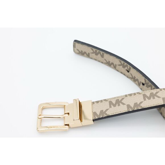 Michael Kors Reversible Logo Belt Black Tan Gold‎ Buckle Women’s Designer main image 8
